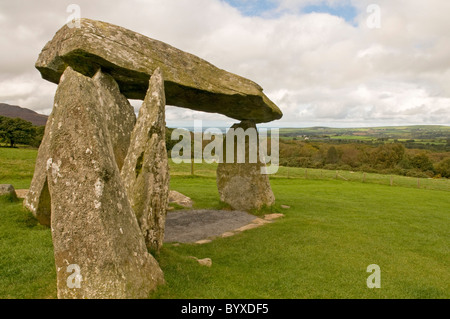 Pentre Ifan Burial Chamber on a hillside near Newport, Pembrokeshire Stock Photo