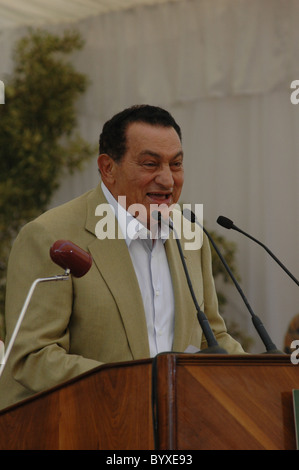 Egypt President Hosni Mubarak on the campaign trail in August 2005 where is running for re-election as President. Stock Photo