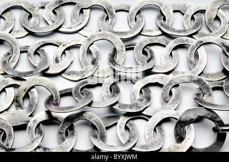 pure silver belt chain on white Stock Photo