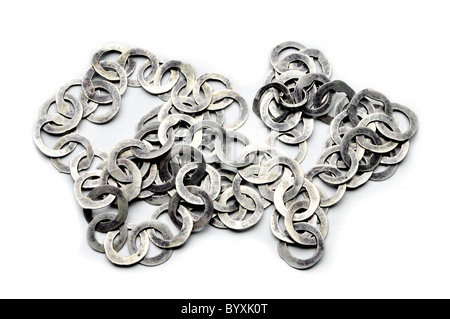 pure silver belt chain on white Stock Photo