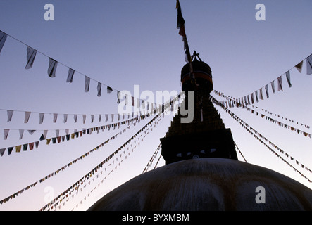 Mandala of the Tibetan Buddhist Boudhanath stupa on the outskirts of the Kathmandu Valley- Nepal. Stock Photo