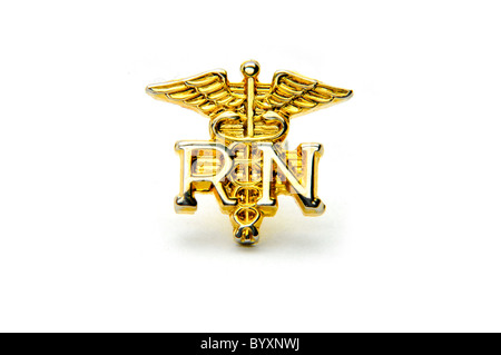 registered nurse lapel pin Stock Photo