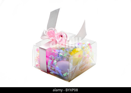 small box with easter eggs inside Stock Photo
