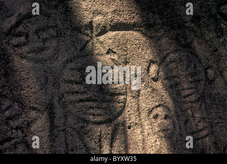 Arawak Indian, West Indian, petroglyph, petroglyphs, Engraved Rocks Archaeological Park, Trois-Rivieres, Guadeloupe, France, French West Indies Stock Photo