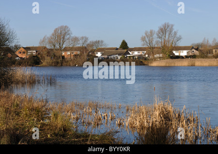 Rudd Pit in winter, Paxton Pits Nature Reserve, Cambridgeshire, England, UK Stock Photo