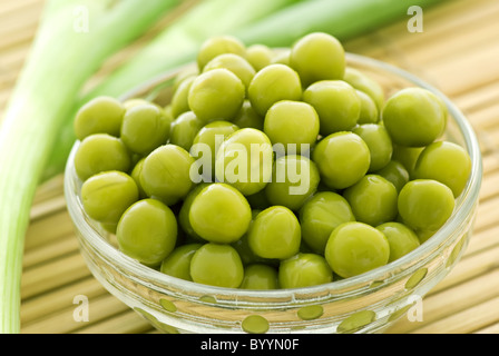 Peas as closeup in a bowl Stock Photo