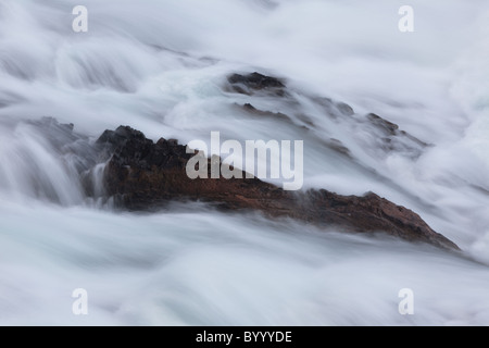 Roaring rapids of Bow Falls, Bow River, Banff National Park, Alberta, Canada Stock Photo