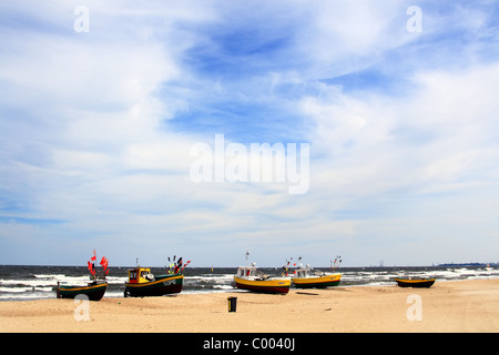 Fishing boats on the beach. Sopot, Poland. Stock Photo