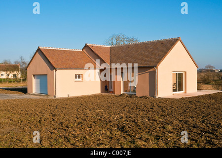 New bungalow house construction - Indre-et-Loire, France. Stock Photo