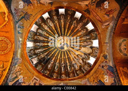 One of the domes in Chora Church, with a beautiful mosaic of Jesus Christ ('Pantokrator'), Istanbul, Turkey Stock Photo