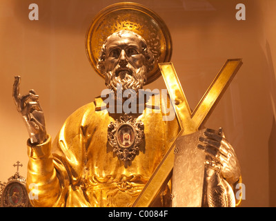 Golden reliquary of St Andrew in the Cathedral in Amalfi on the coast of Campania in Southern Italy Stock Photo