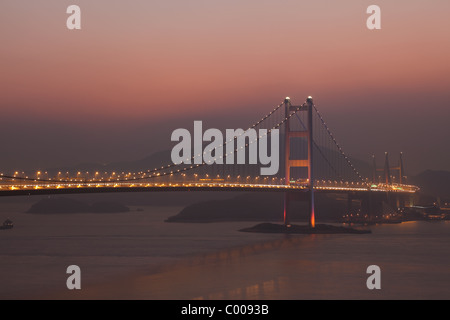 Tsing Ma Suspension Bridge in Hong Kong Stock Photo