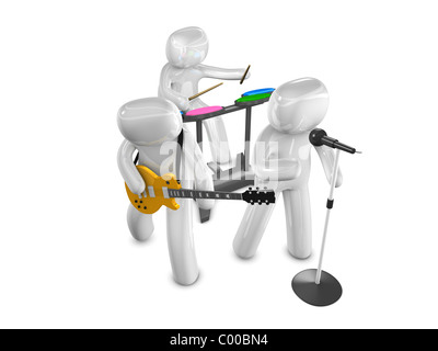 3d rendering concept image; musical group. Isolated on white background. Stock Photo