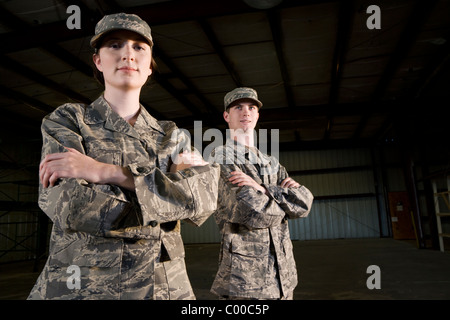 Soldiers in army combat uniform at night Stock Photo