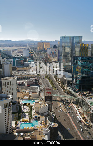 The Las Vegas Strip, viewed from the top of the Eiffel Tower replica at the Paris Las Vegas hotel