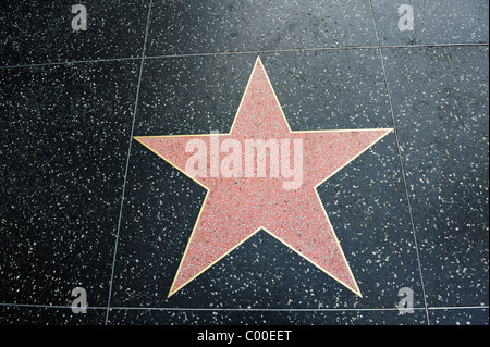 Blank empty Hollywood star shape Hollywood walk of fame on Hollywood Boulevard with copy space room for text type inside star. Stock Photo