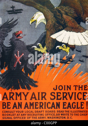 BE AN AMERICAN EAGLE - 1917  recruiting poster for US the Army Air Service designed by Charles Bull Stock Photo