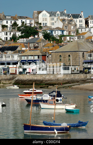 Fishing boats moored in the harbour at St Ives, Cornwall,england,uk Stock Photo