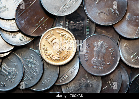Indian rupee coins Stock Photo