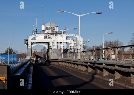 Sutton Bridge, a swing bridge on the A17 in Lincolnshire UK Stock Photo