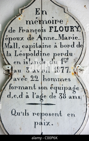 Ex-votos of fishermen who perished at sea at the chapel Perros Hamon de Ploubazlanec, Côtes-d'Armor, Brittany, France Stock Photo