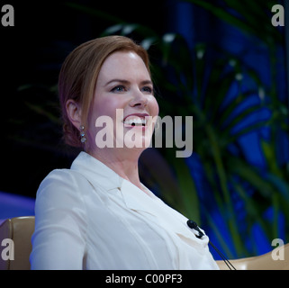 Oscar nominee and past winner, Nicole Kidman, talks on stage with Roger Durling at her Vanguard tribute in Arlington theater. Stock Photo