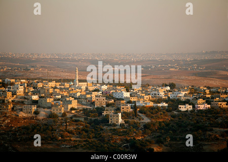 A typical and common village view and landscape in the north of the country, taken between Umm Qais and Ajloun. Jordan. Stock Photo