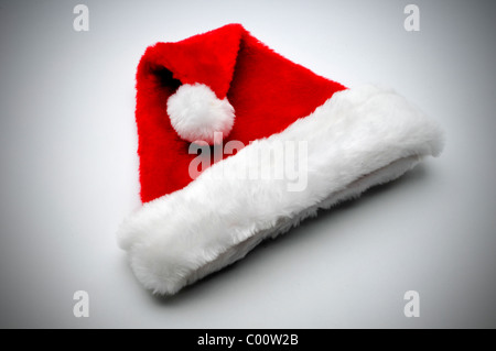 red Santa hat on white Stock Photo