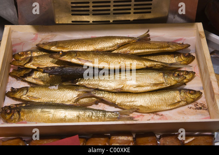 Food fish Smoked Baltic Heering Buckling Market-hall Stock Photo