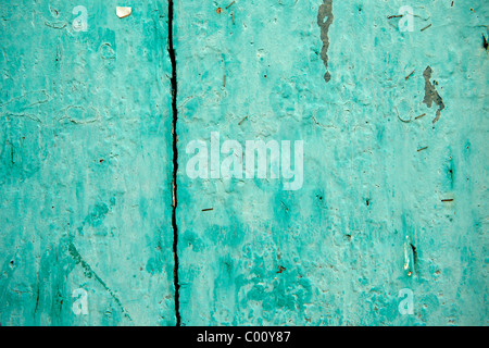 Turquoise painted door Stock Photo