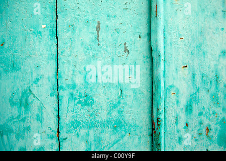 Turquoise painted door Stock Photo