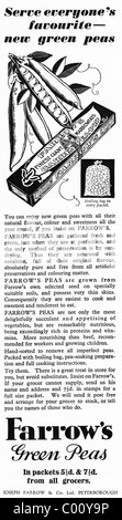 1920s advertisement in consumer magazine for FARROW'S GREEN PEAS Stock Photo