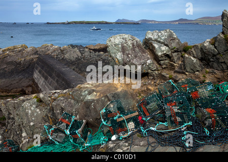 Lobster Pots on Great Blasket Island, The Blasket Islands, Off Slea Head on the Dingle Peninsula, County Kerry, Ireland Stock Photo