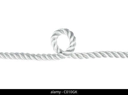 Nylon rope with a loophole isolated on white Stock Photo