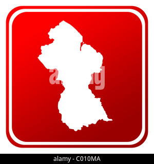 Guyana red map button isolated on white background. Stock Photo