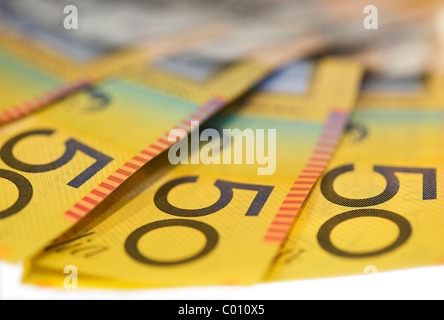 Australian fifty dollar ( $50 ) notes Stock Photo