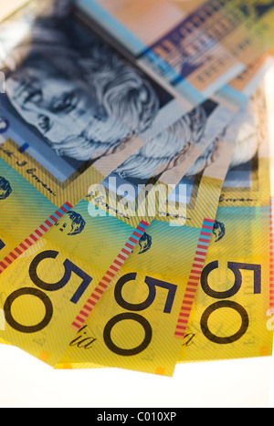 Australian fifty dollar ( $50 ) notes Stock Photo