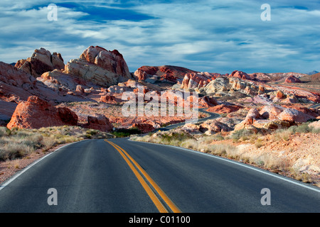 Road through Valley of Fire State Park, Nevada Stock Photo