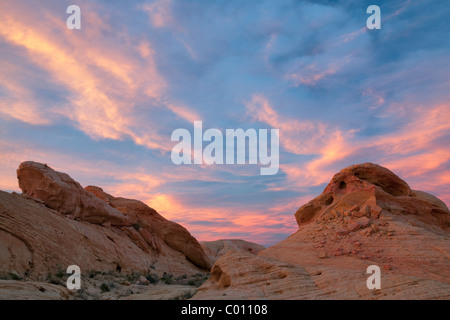Sunset and colorful rocks. Valley of Fire State Park, Nevada
