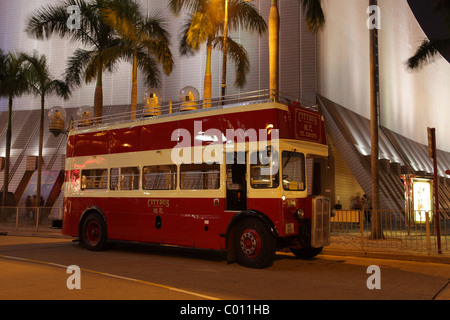 Vintage Double-Decker bus in Hong Kong. Photo taken at 25th of November 2010 Stock Photo