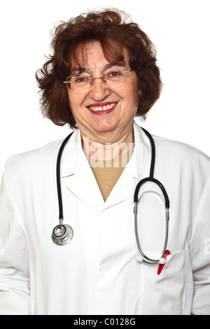 senior woman doctor isolated on white background Stock Photo