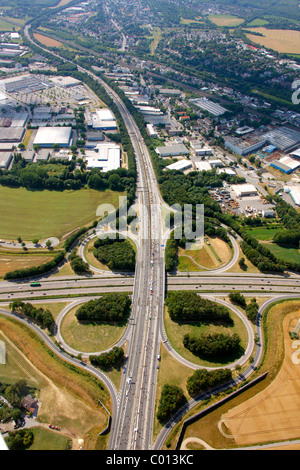 Aerial view, A40 and A45 highway junction, known as Sauerlandlinie, RUHR.2010 Action Still-life on the A 40, Dortmund, Ruhr Area Stock Photo