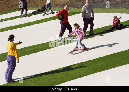 Ski School on a dry Ski slope in Plymouth Devon England Stock Photo