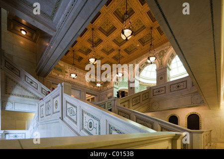 staircase, Chicago Cultural Center, formerly the Chicago Public Library, Chicago, Illinois, USA Stock Photo