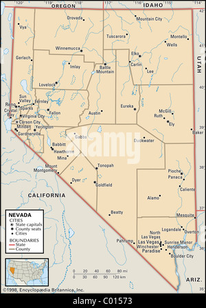 Political map of Nevada Stock Photo