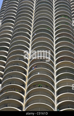 Residential units in the Marina City Twin Towers, Chicago, Illinois, United States of America, USA Stock Photo