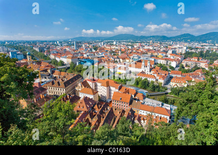 View of Graz from the clocktower on the Schlossberg, Graz, Styria, Austria, Europe Stock Photo