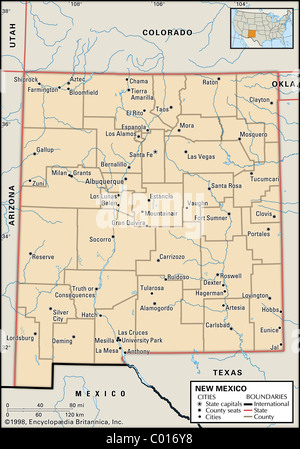 Political map of New Mexico Stock Photo