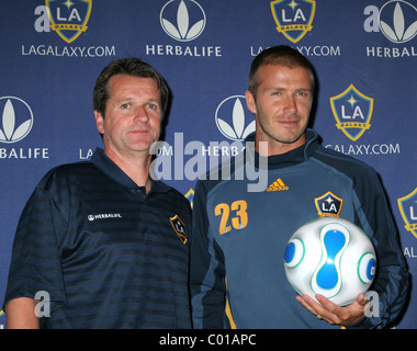 David Beckham and Frank Yallop Los Angeles Galaxy and New York Red Bulls press conference at the Intercontinental Hotel New Stock Photo