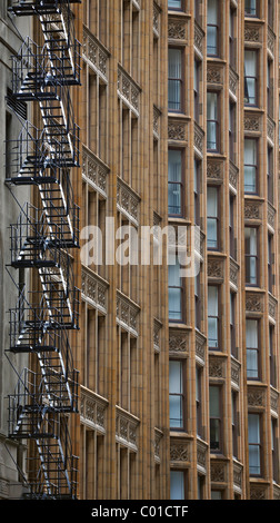Fire stairs on a building facade, Chicago, Illinois, United States of America, USA Stock Photo